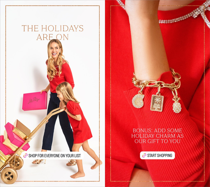 Caroline Kelley featured in  the Lilly Pulitzer catalogue for Holiday 2024
