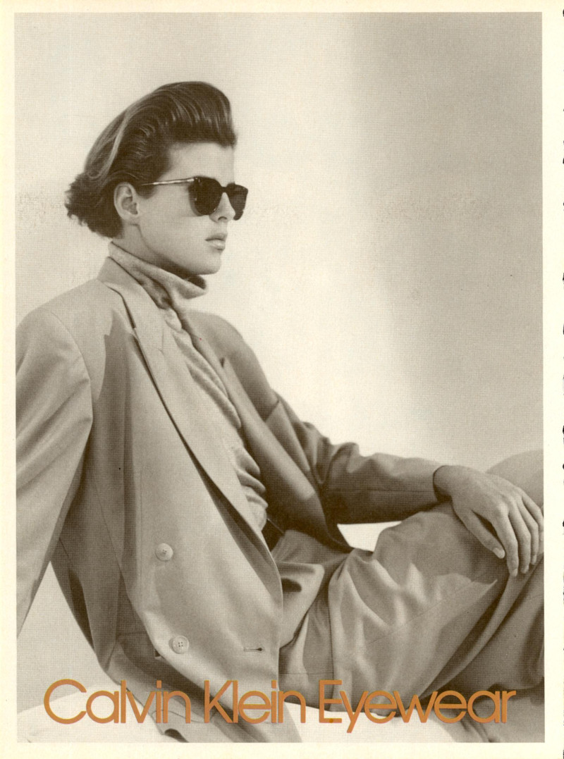 Elizabeth Josie Borain featured in  the Calvin Klein Eyewear advertisement for Spring/Summer 1986