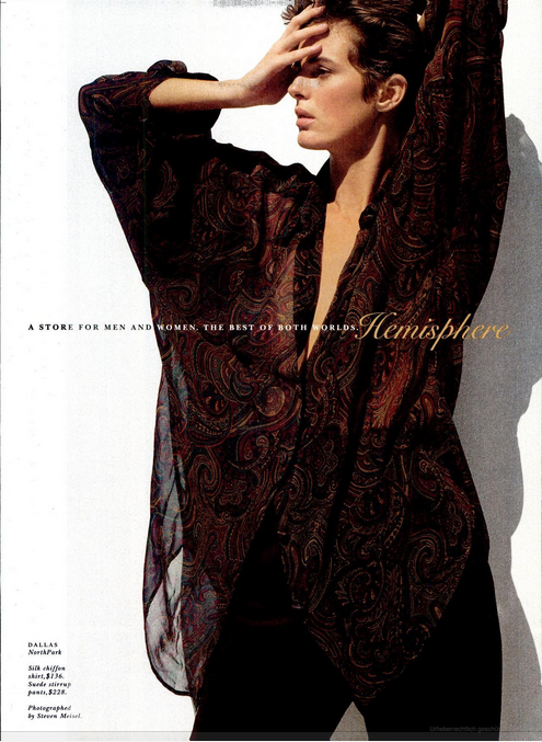 Elizabeth Josie Borain featured in  the Hemisphere advertisement for Autumn/Winter 1989