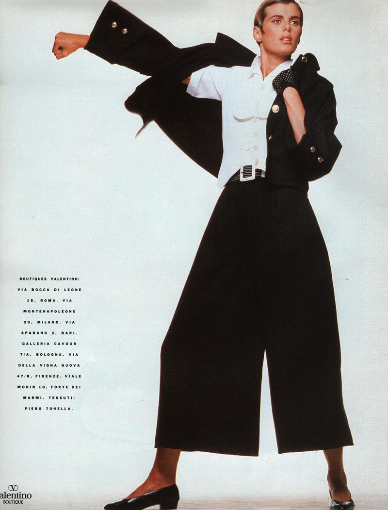 Elizabeth Josie Borain featured in  the Valentino advertisement for Spring/Summer 1989