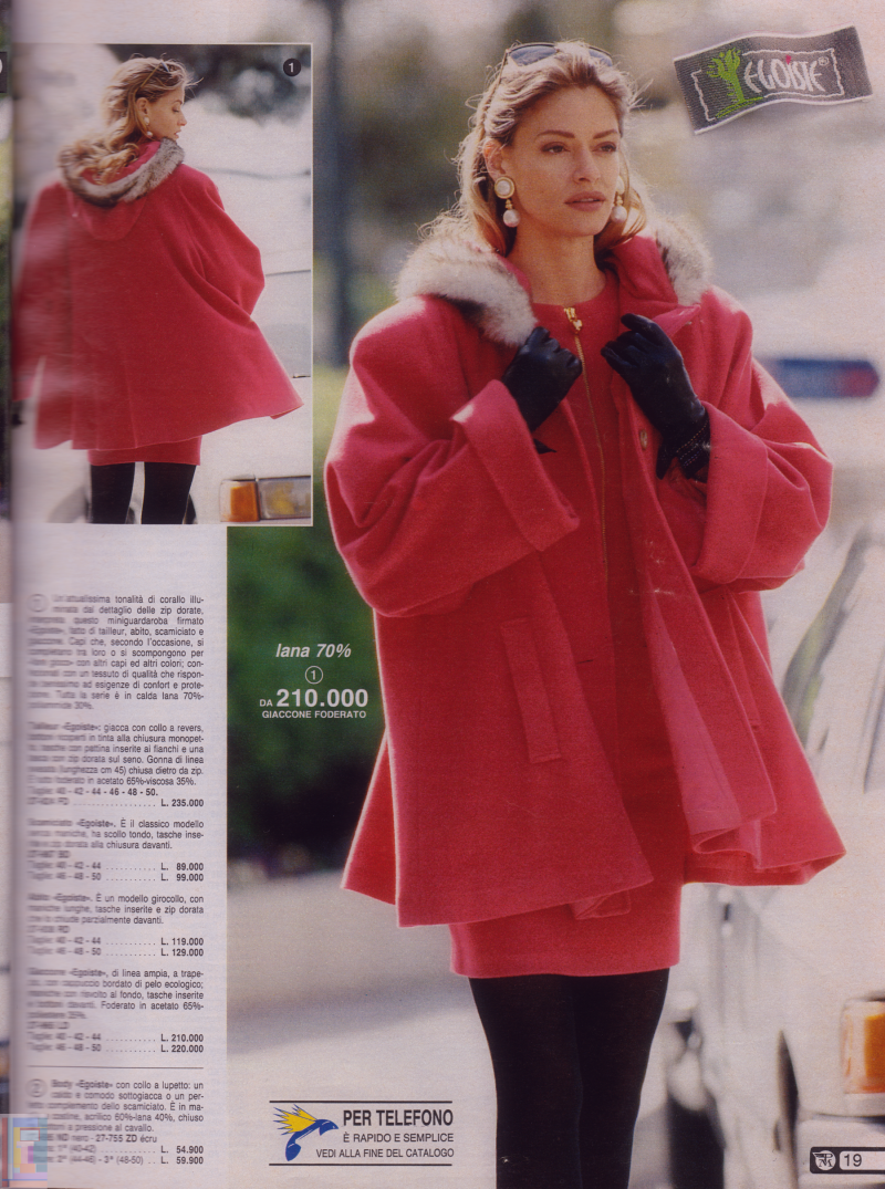 Elizabeth Josie Borain featured in  the Postalmarket advertisement for Autumn/Winter 1992