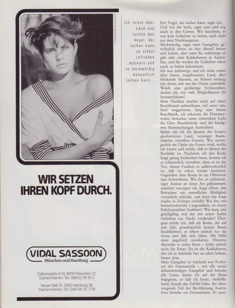 Elizabeth Josie Borain featured in  the Sassoon advertisement for Spring/Summer 1985