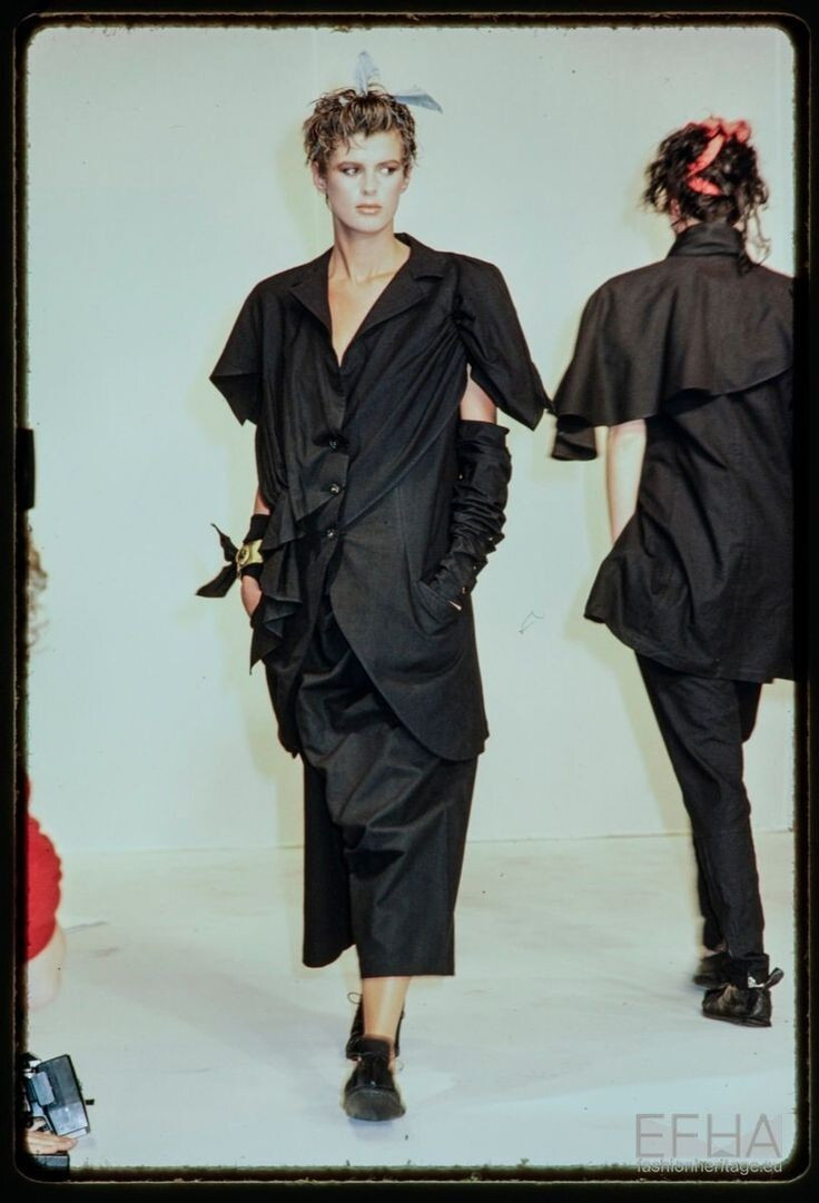 Elizabeth Josie Borain featured in  the Yohji Yamamoto fashion show for Spring/Summer 1983