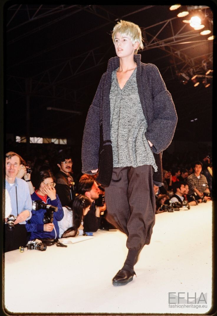 Elizabeth Josie Borain featured in  the Yohji Yamamoto fashion show for Autumn/Winter 1984