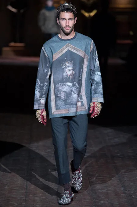Noah Mills featured in  the Dolce & Gabbana fashion show for Autumn/Winter 2014
