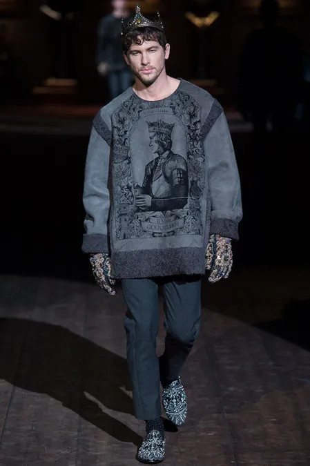 Adam Senn featured in  the Dolce & Gabbana fashion show for Autumn/Winter 2014
