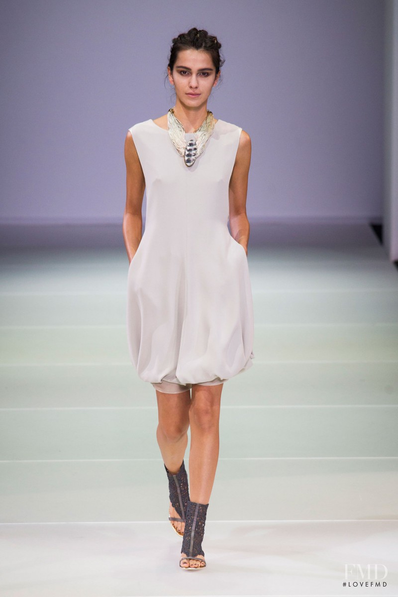 Dakota Dawn featured in  the Giorgio Armani fashion show for Spring/Summer 2015