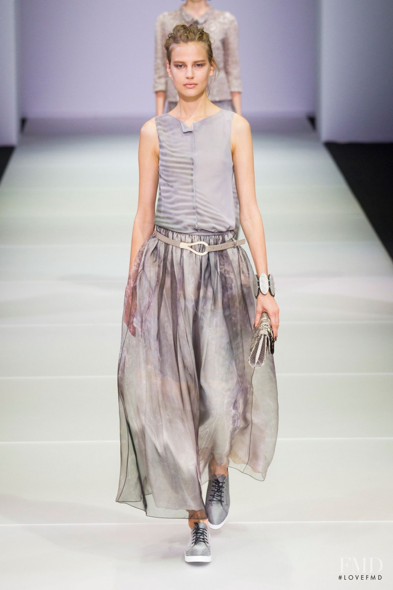 Elisabeth Erm featured in  the Giorgio Armani fashion show for Spring/Summer 2015