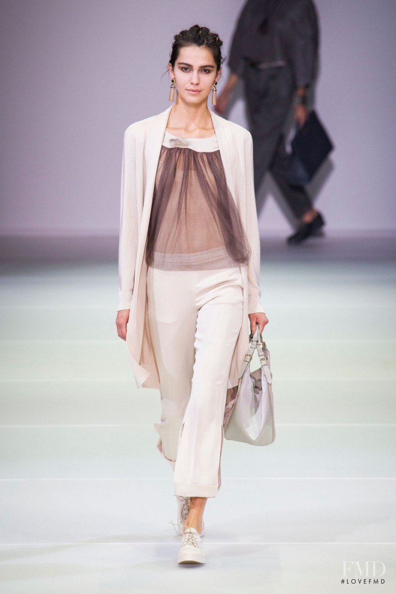 Dakota Dawn featured in  the Giorgio Armani fashion show for Spring/Summer 2015