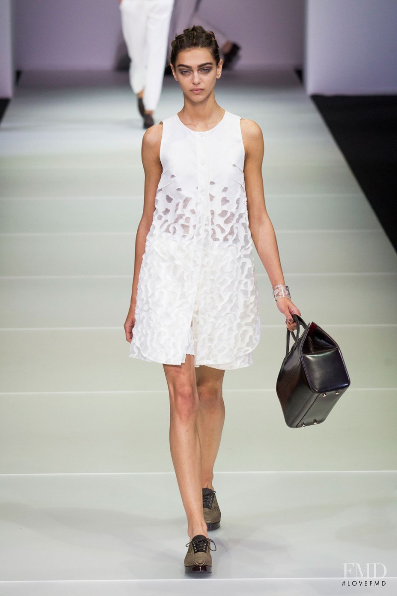 Zhenya Katava featured in  the Giorgio Armani fashion show for Spring/Summer 2015