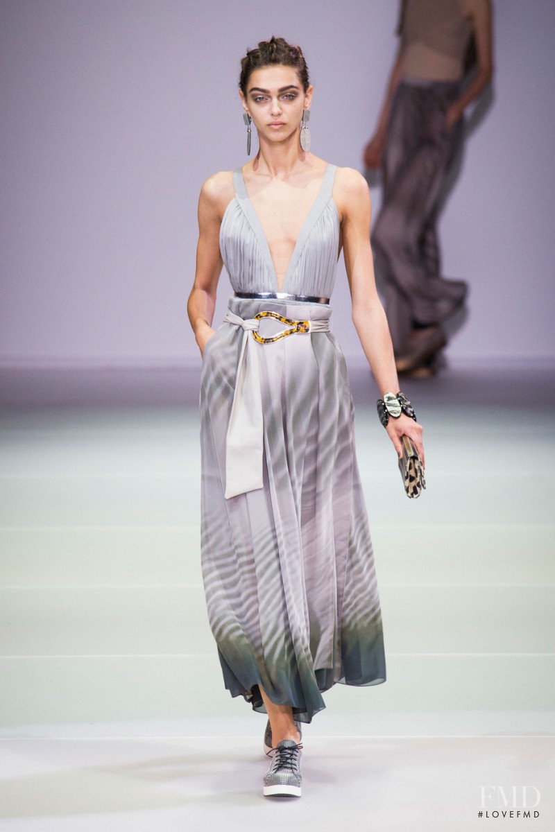 Zhenya Katava featured in  the Giorgio Armani fashion show for Spring/Summer 2015