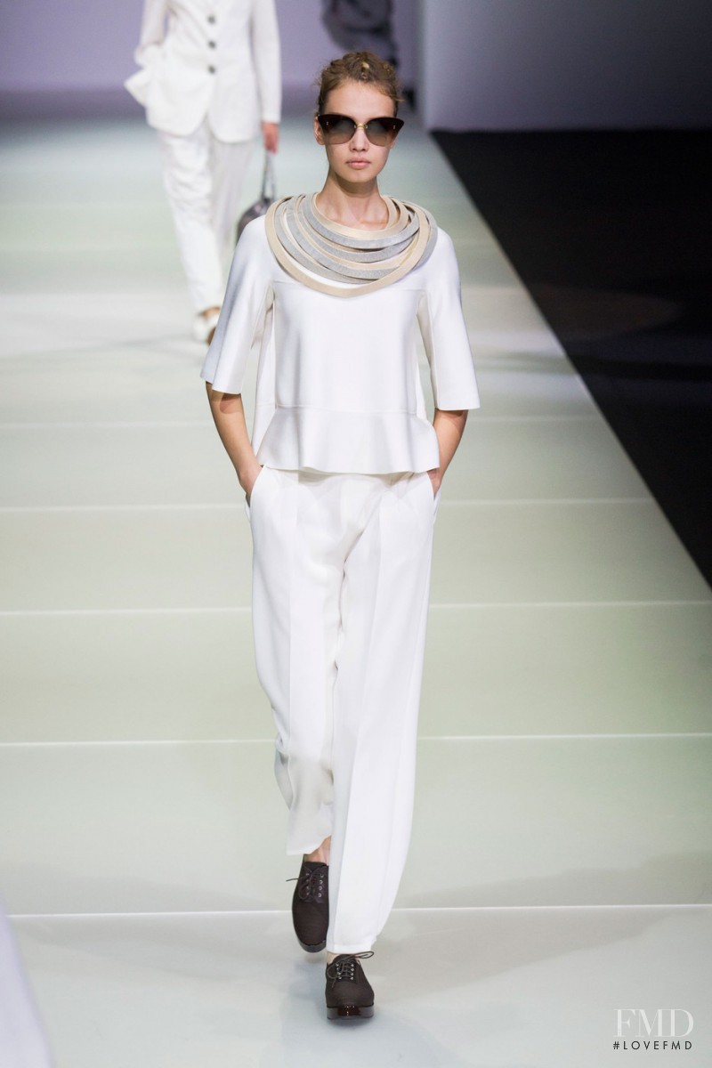 Kid Plotnikova featured in  the Giorgio Armani fashion show for Spring/Summer 2015