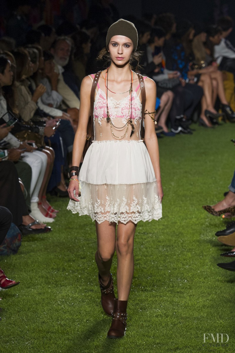 Dakota Dawn featured in  the be Blumarine fashion show for Spring/Summer 2015