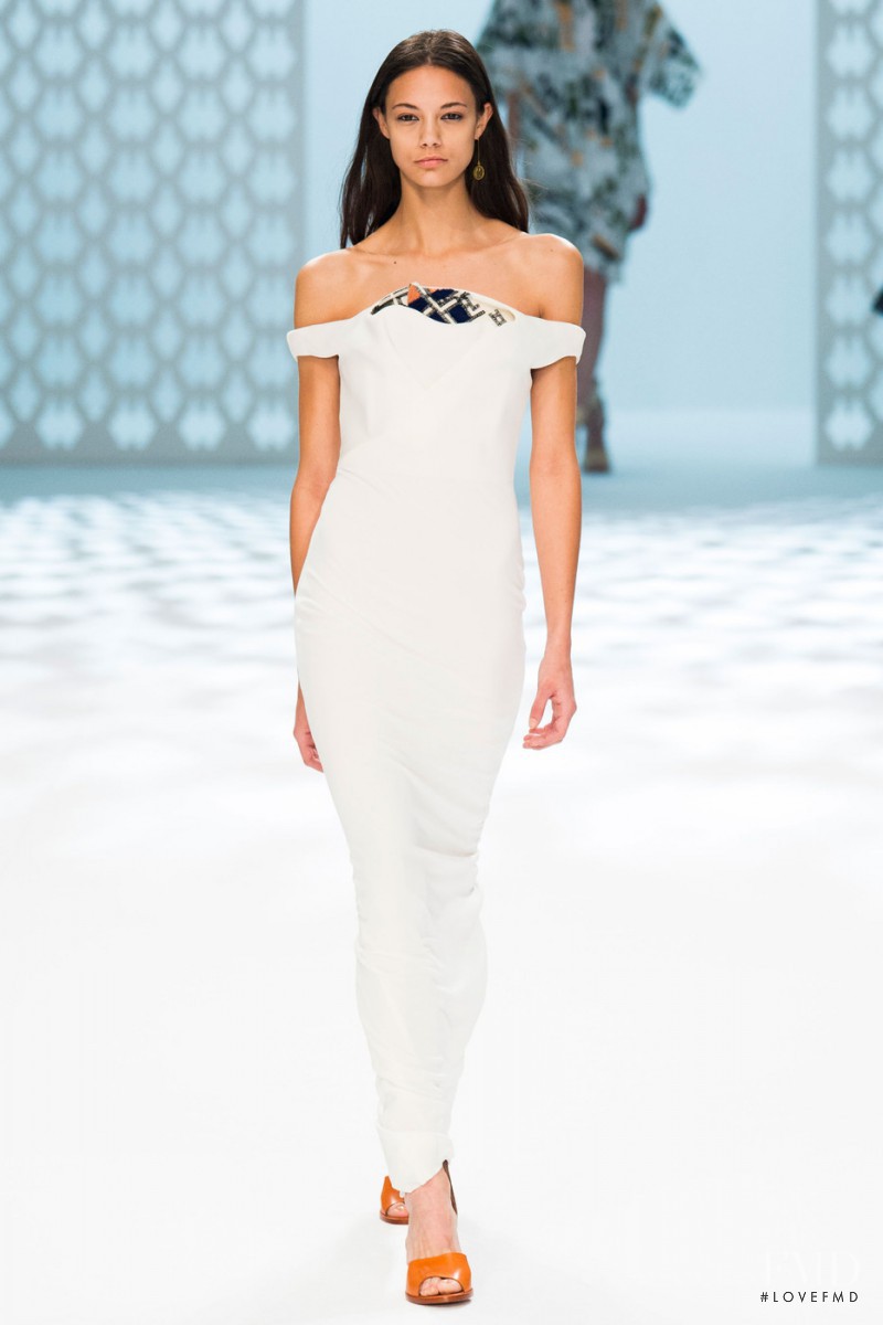 Anja Leuenberger featured in  the Hussein Chalayan fashion show for Spring/Summer 2015