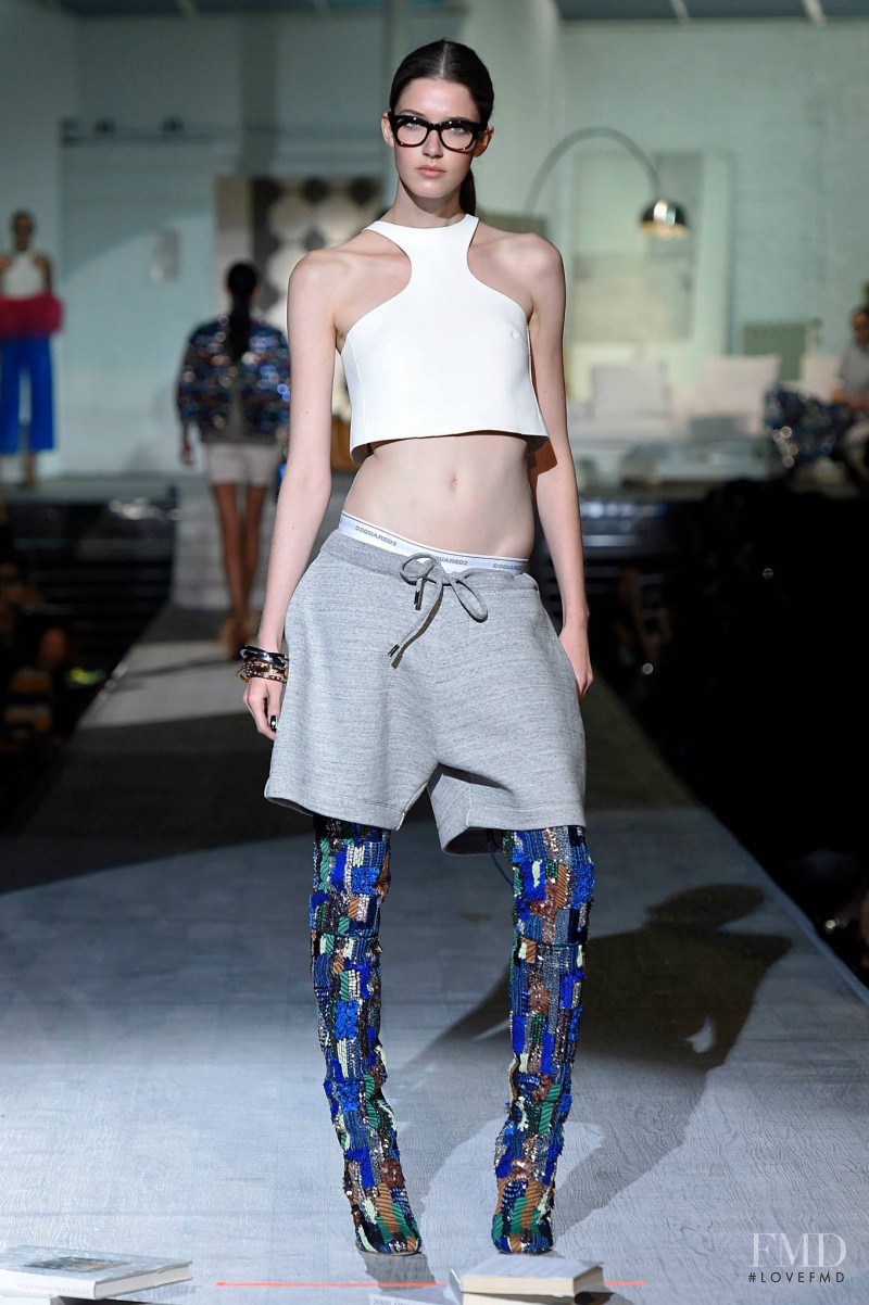 Joséphine Le Tutour featured in  the DSquared2 fashion show for Spring/Summer 2015
