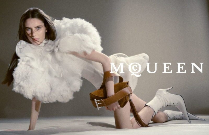 Alex Consani featured in  the Alexander McQueen advertisement for Autumn/Winter 2025