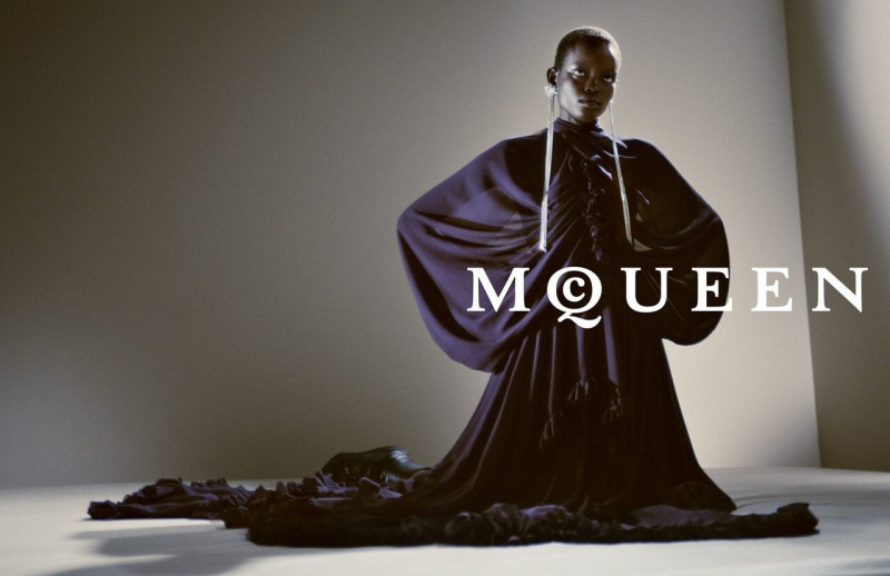 Alex Consani featured in  the Alexander McQueen advertisement for Autumn/Winter 2025