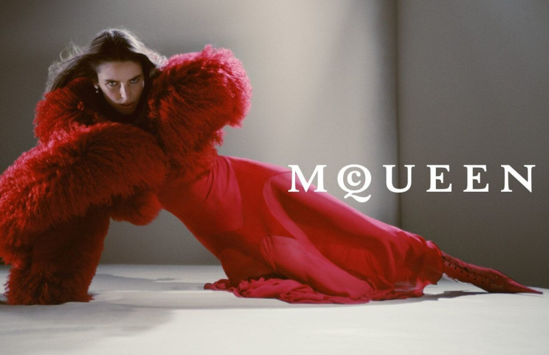 Alex Consani featured in  the Alexander McQueen advertisement for Autumn/Winter 2025