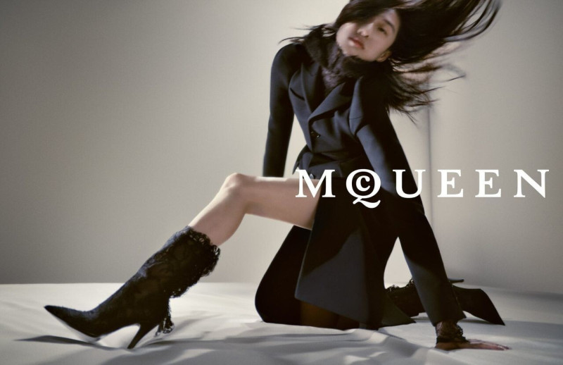 Alex Consani featured in  the Alexander McQueen advertisement for Autumn/Winter 2025