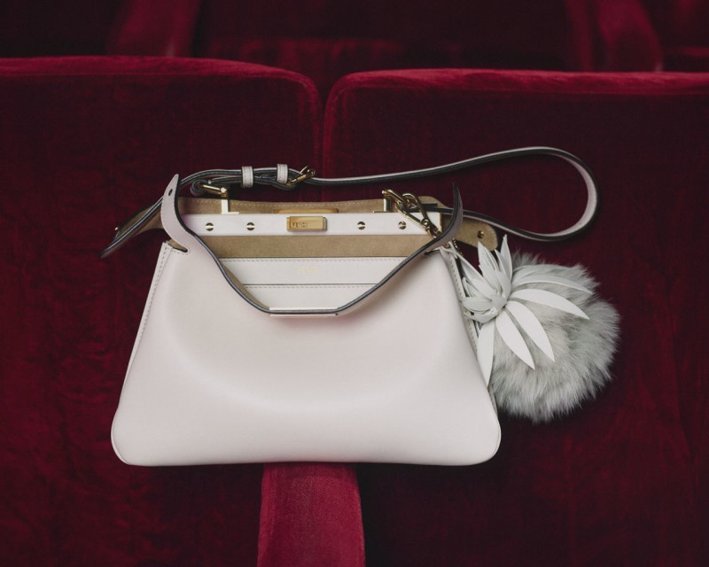 Grace Valentine featured in  the Fendi peekaboo soft small bag advertisement for Spring/Summer 2025