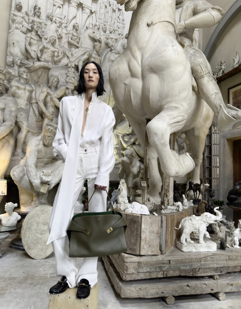 Lina Zhang featured in  the Salvatore Ferragamo advertisement for Autumn/Winter 2024