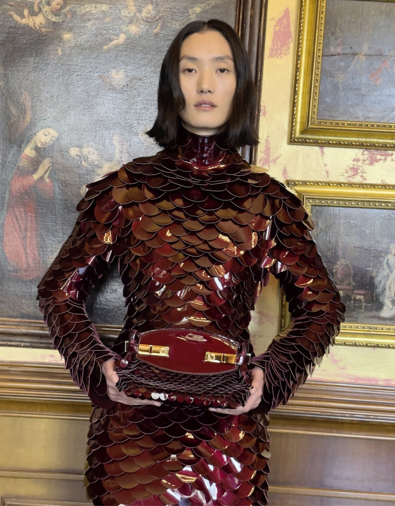 Lina Zhang featured in  the Salvatore Ferragamo advertisement for Autumn/Winter 2024