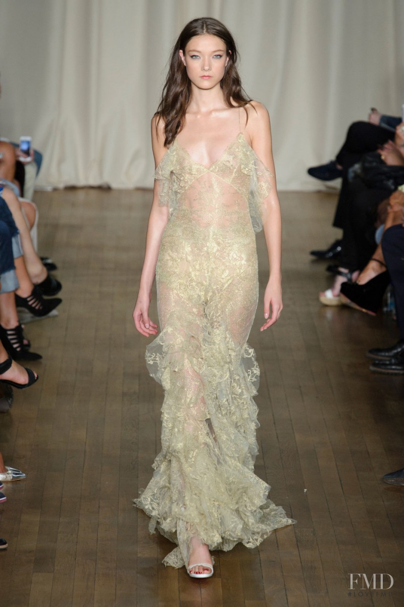 Yumi Lambert featured in  the Marchesa fashion show for Spring/Summer 2015