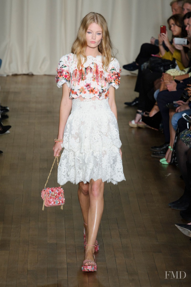 Hollie May Saker featured in  the Marchesa fashion show for Spring/Summer 2015