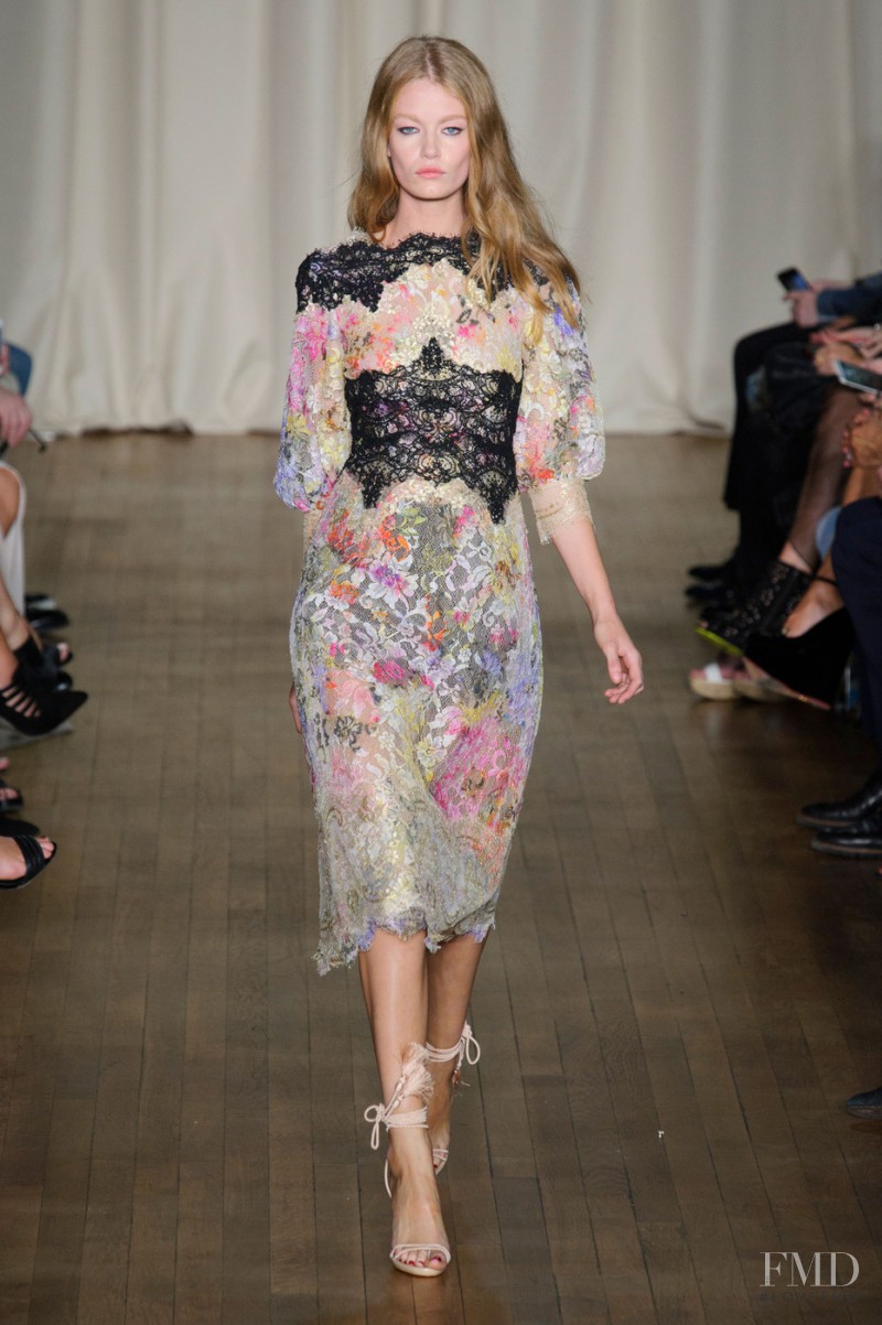 Hollie May Saker featured in  the Marchesa fashion show for Spring/Summer 2015