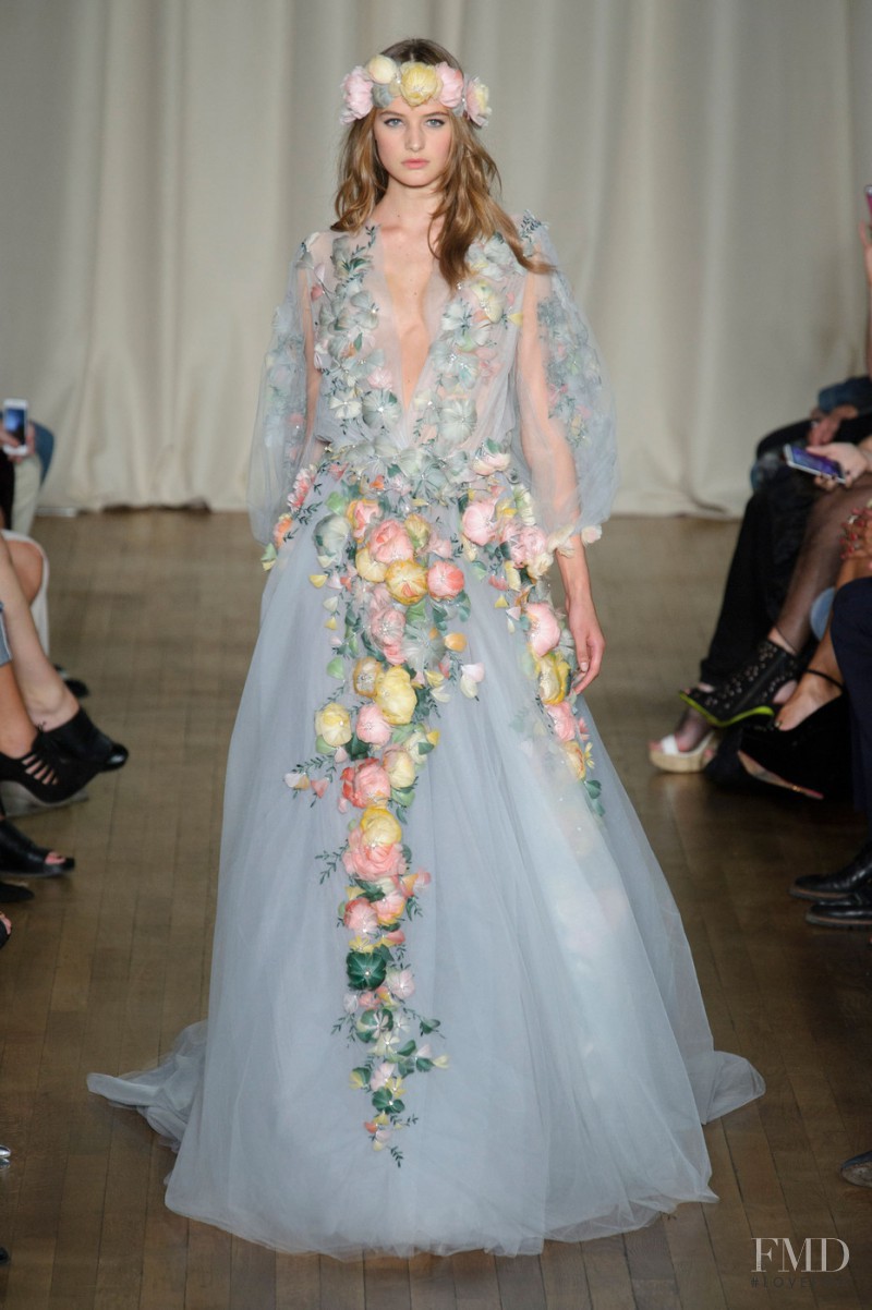 Sanne Vloet featured in  the Marchesa fashion show for Spring/Summer 2015