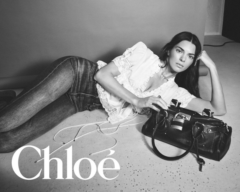 Kendall Jenner featured in  the Chloe Paddington Bag Campaign advertisement for Winter 2025