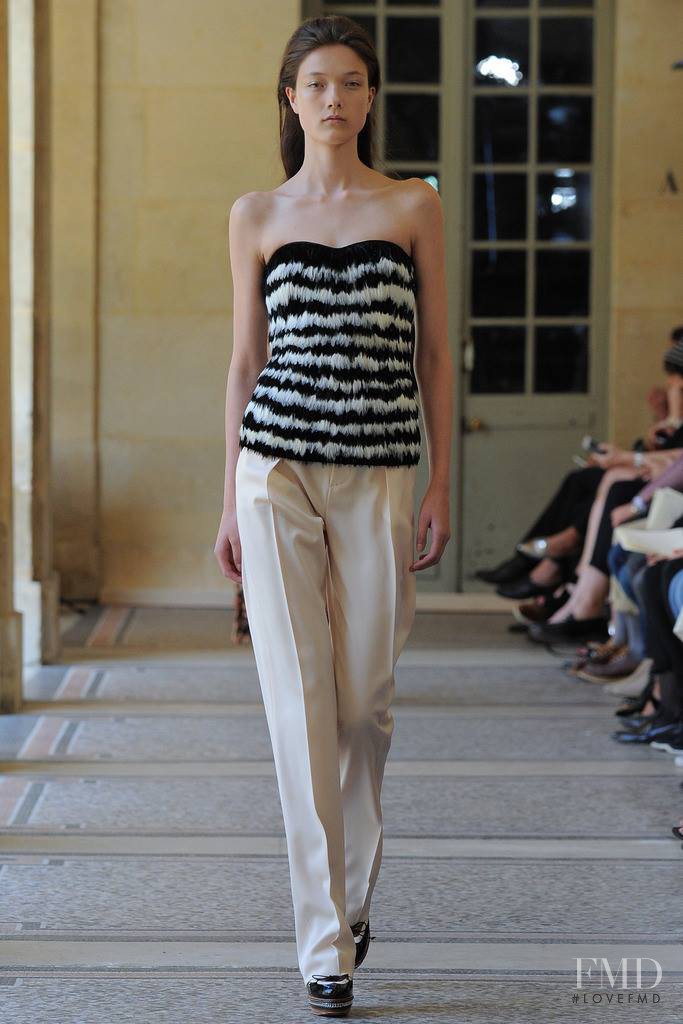 Yumi Lambert featured in  the Bouchra Jarrar fashion show for Autumn/Winter 2014