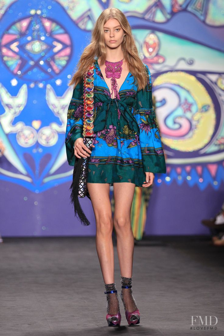 Ondria Hardin featured in  the Anna Sui fashion show for Spring/Summer 2015