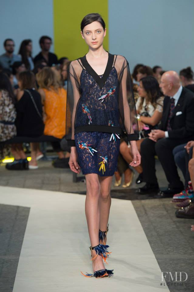 Sarah Engelland featured in  the MSGM fashion show for Spring/Summer 2015
