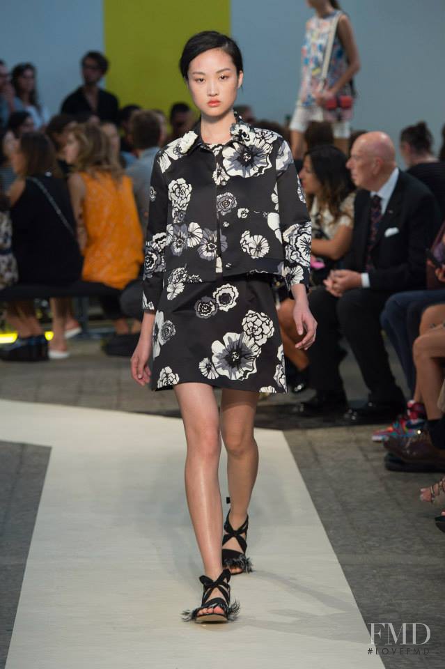Jing Wen featured in  the MSGM fashion show for Spring/Summer 2015