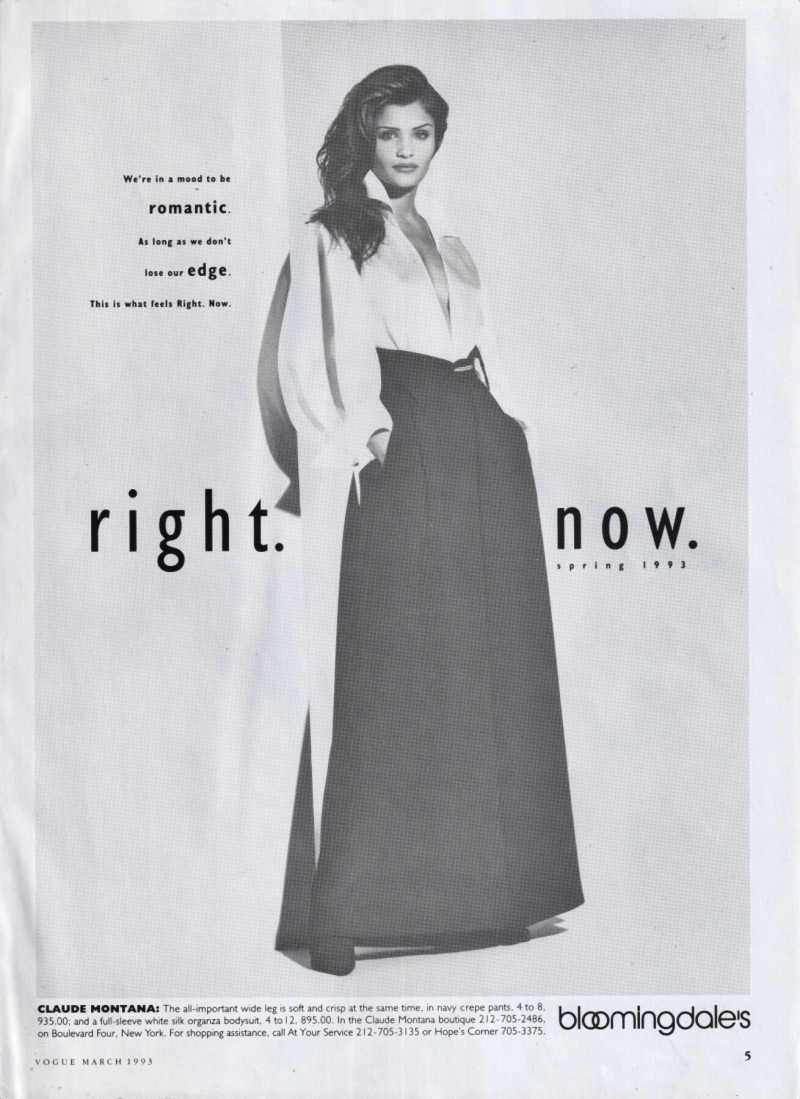 Helena Christensen featured in  the Bloomingdales advertisement for Spring/Summer 1993