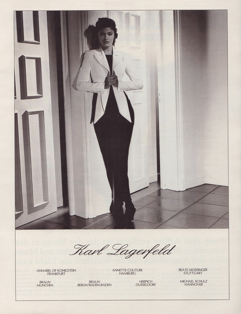 Helena Christensen featured in  the Karl Lagerfeld advertisement for Spring/Summer 1992