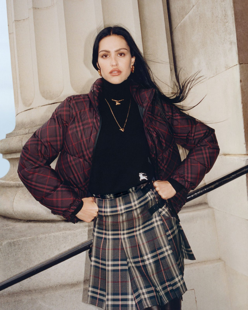 Amelia Gray Hamlin featured in  the Burberry Its Always Burberry Weather: Postcards from London advertisement for Winter 2025