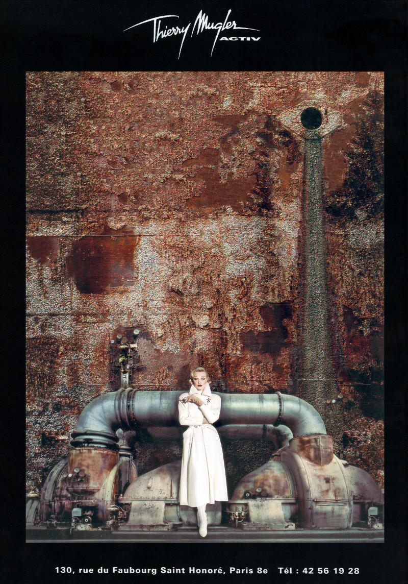 Eva Herzigova featured in  the Mugler advertisement for Autumn/Winter 1992