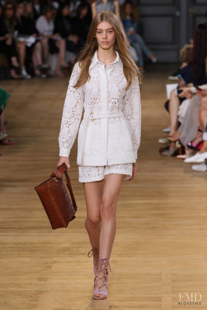 Ondria Hardin featured in  the Chloe fashion show for Spring/Summer 2015
