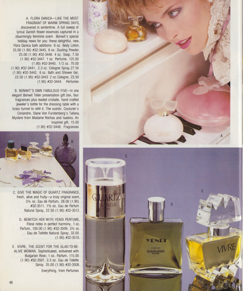 Carol Alt featured in  the Bonwit Teller catalogue for Christmas 1981
