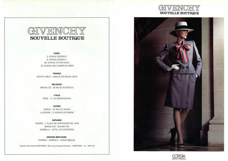 Dianne De Witt featured in  the Givenchy advertisement for Autumn/Winter 1984