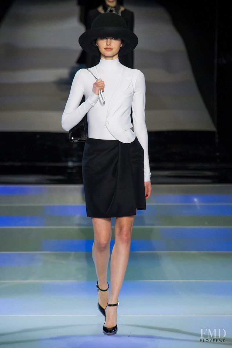 Natalie Salamunec featured in  the Emporio Armani fashion show for Autumn/Winter 2014