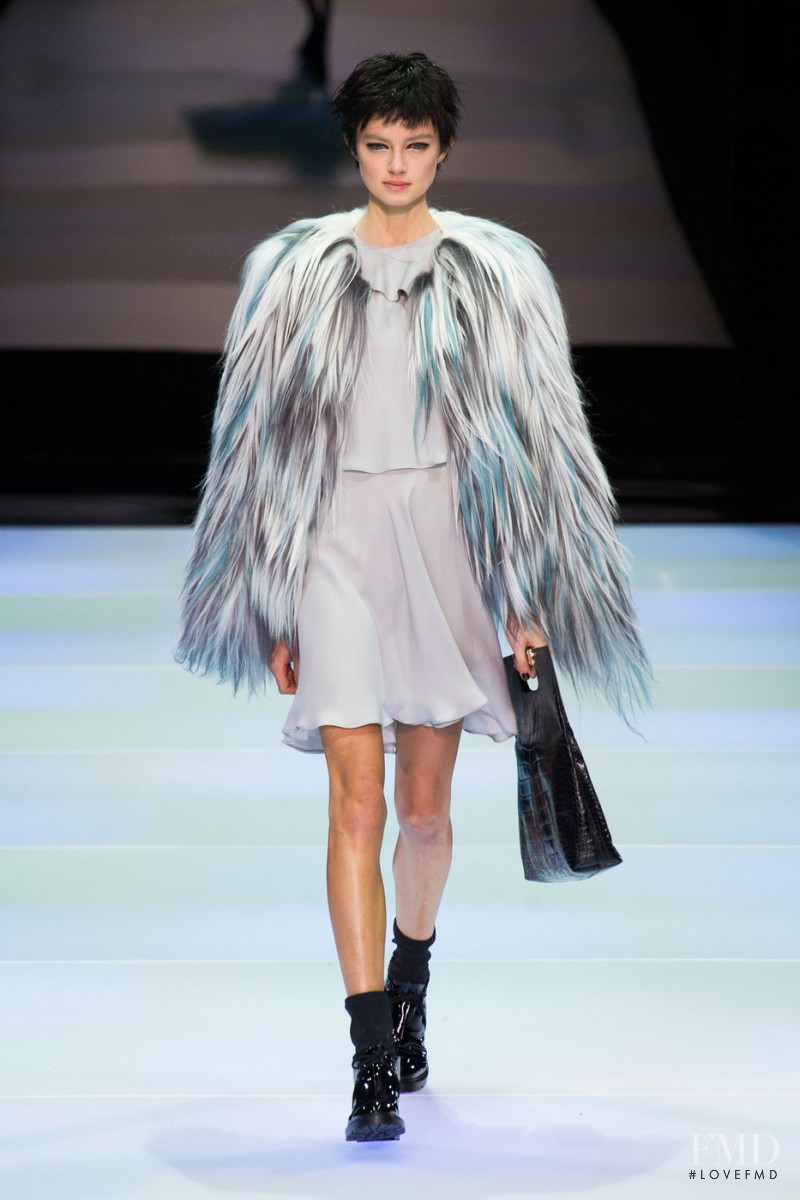 Georgie Perkins featured in  the Emporio Armani fashion show for Autumn/Winter 2014