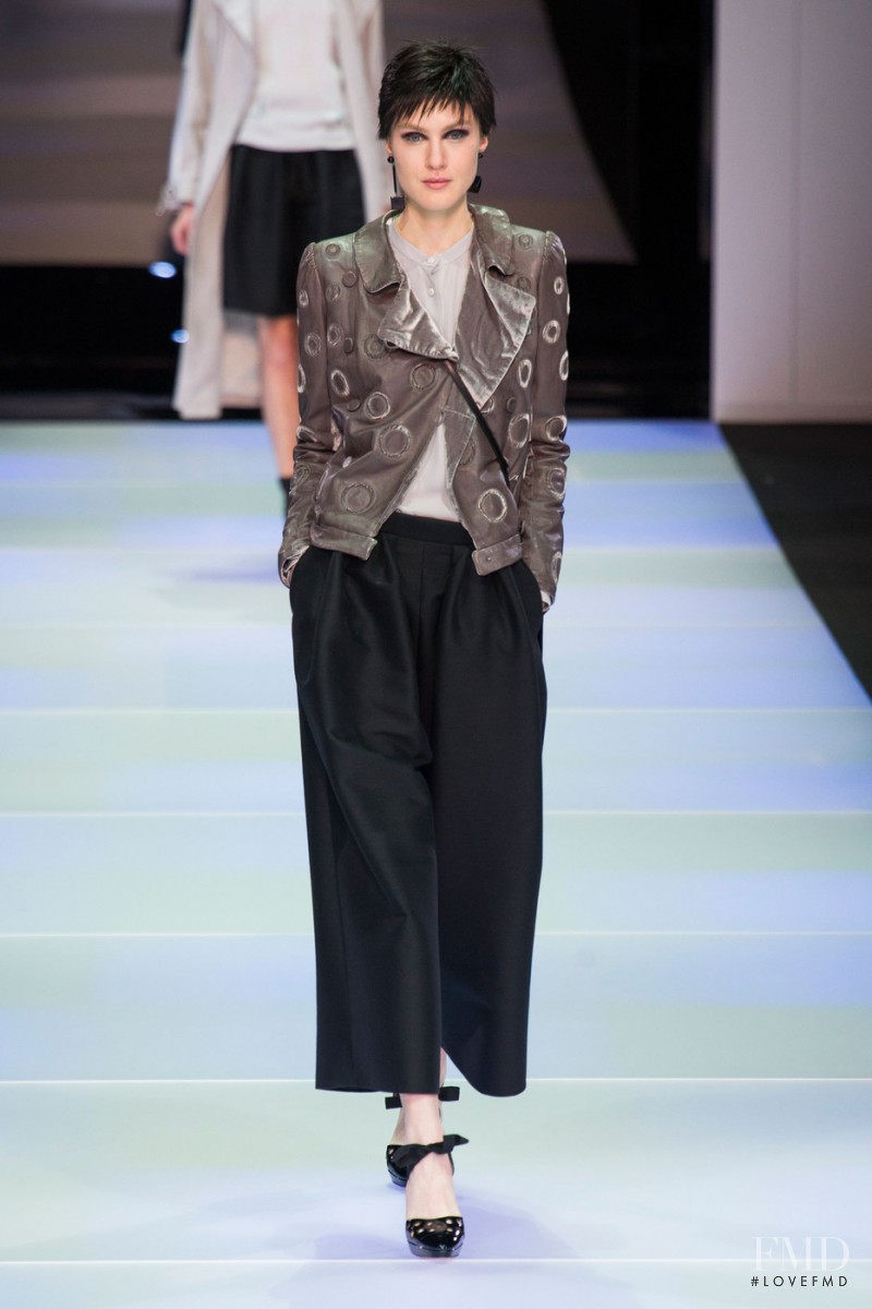 Caroline Mathis featured in  the Emporio Armani fashion show for Autumn/Winter 2014
