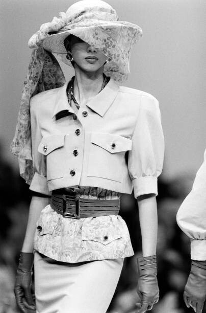 Perine Fernando featured in  the Mila Schön fashion show for Spring/Summer 1990