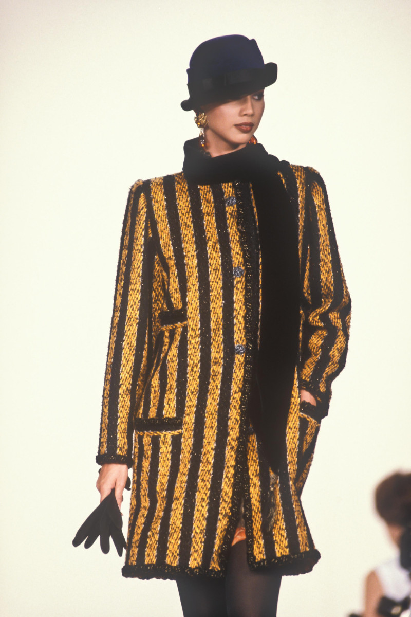 Perine Fernando featured in  the Emanuel Ungaro Haute-Couture fashion show for Autumn/Winter 1990