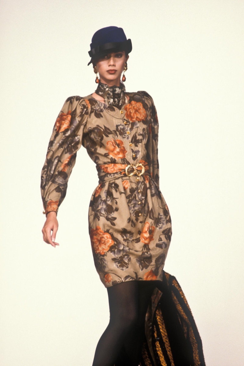 Perine Fernando featured in  the Emanuel Ungaro Haute-Couture fashion show for Autumn/Winter 1990