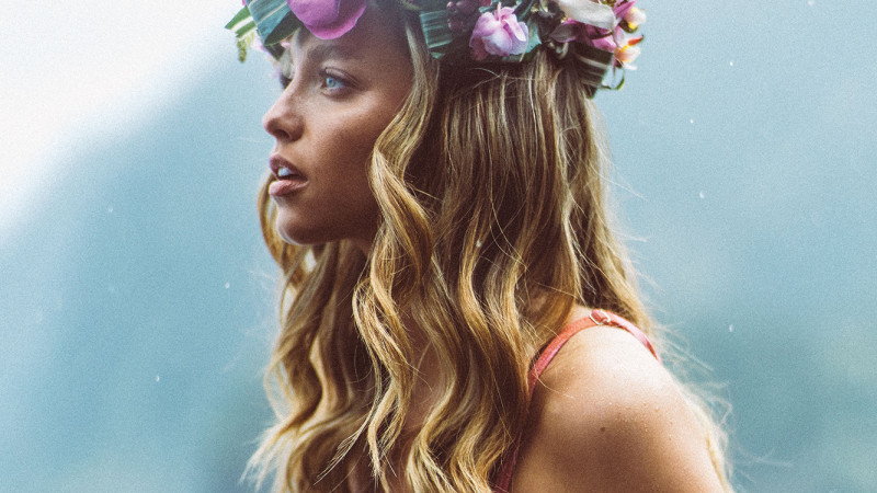 Lucia Rivera featured in  the Missus Hawaii Collection advertisement for Spring/Summer 2025