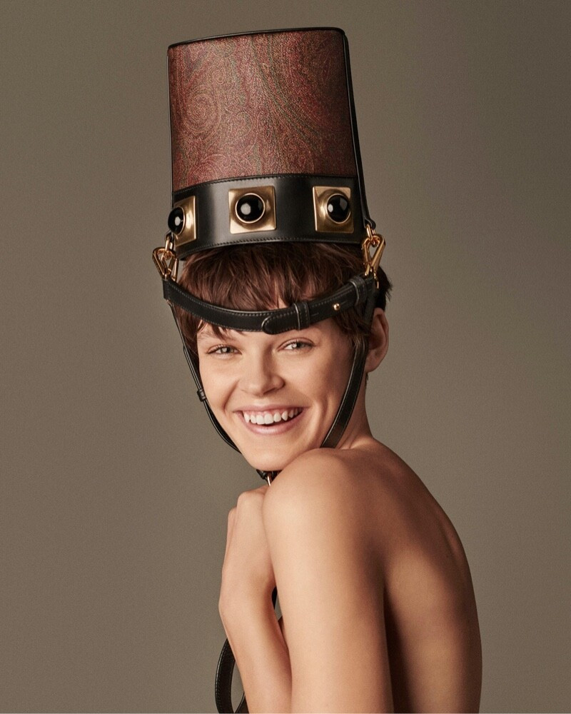 Cara Taylor featured in  the Etro Crown Me Collection advertisement for Autumn/Winter 2021